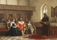 KS 100
<br/>
Justus Jonas predikt voor de keurvorst van Saksen
<br/>
<em>Trigt, Hendrik Albert van (1829-1899)</em>